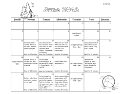 Summer Work Calendar