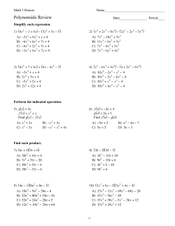 Polynomials Review