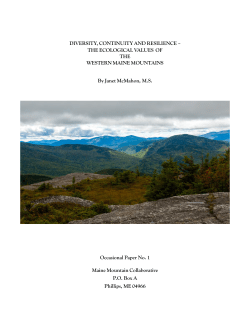 THE ECOLOGICAL VALUES OF THE WESTERN MAINE