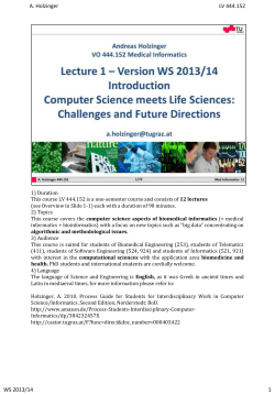 1. Introduction: Computer Science meets Life Sciences, challenges