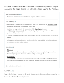 Emperor Justinian was responsible for substantial