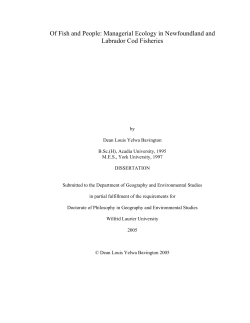 Managerial Ecology in Newfoundland and Labrador Cod Fisheries