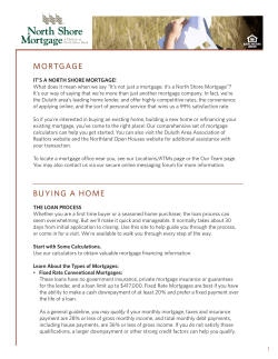 MORTGAGE BUYING A HOME - North Shore Bank of Commerce