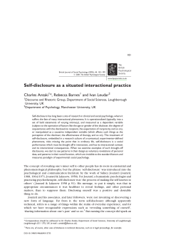 Self-disclosure as a situated interactional practice
