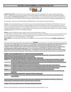 IHSA GIRLS and BOYS SWIMMING and DIVING RULES BULLETIN