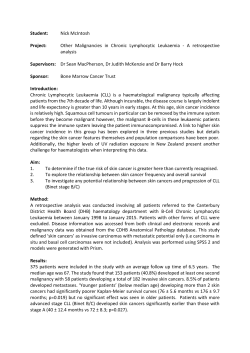 Student: Nick McIntosh Project: Other Malignancies in Chronic