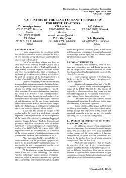 Validation of the Lead Coolant Technology for BREST
