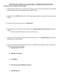 UNIT VIII (1945-1980) Ch. 26 Student Outline &ndash; TRUMAN AND THE
