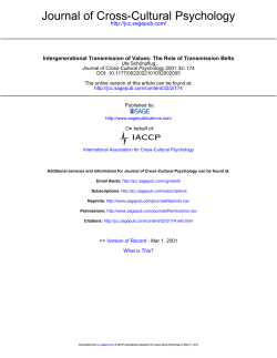 Journal of Cross-Cultural Psychology