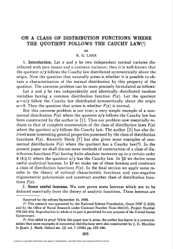 on a class of distribution functions where the quotient follows the
