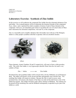 Laboratory Exercise: Synthesis of Zinc Iodide