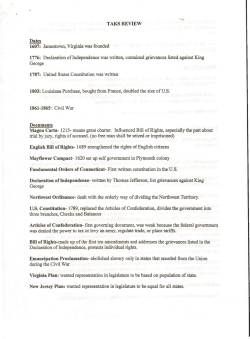 Declaration of Independence was written, contained grievances liste