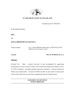 Rex vs Sotja Bhekimpi Matsenjwa sentence