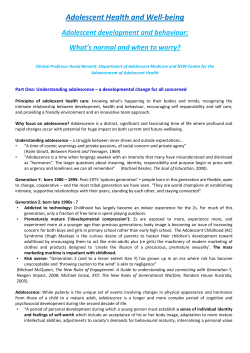 Adolescent Health and Well-being Adolescent development and