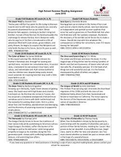 High School Summer Reading Assignment June 2016 Grade 9 All
