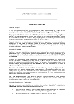 1 LVMH PRIZE FOR YOUNG FASHION DESIGNERS TERMS AND