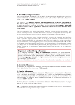 1. Monthly Living Allowance Important notice: Living