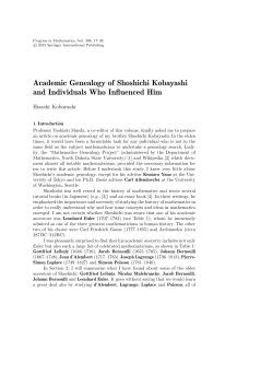 Academic Genealogy of Shoshichi Kobayashi and Individuals Who