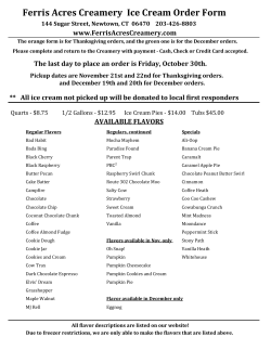 Ferris Acres Creamery Ice Cream Order Form