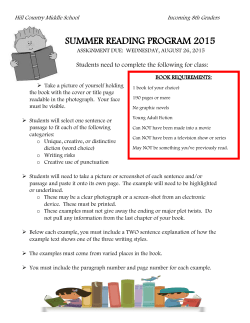 SUMMER READING PROGRAM 2015