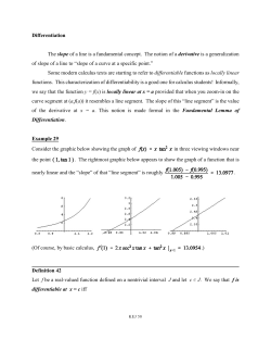 Differentiation The slope of a line is a fundamental concept. The