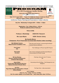 IFLA 2015 Preconference Satellite Meeting Conference Theme