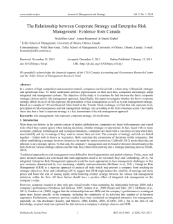 The Relationship between Corporate Strategy and Enterprise Risk