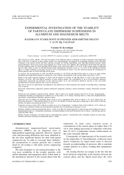 experimental investigation of the stability of particulate dispersoid