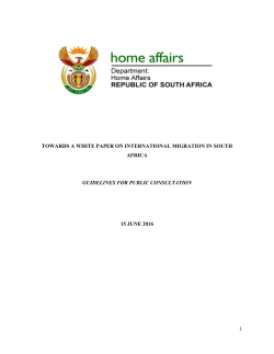 Towards a White Paper on International Migration in South Africa