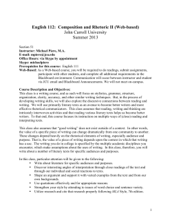 English 112: Composition and Rhetoric II (Web