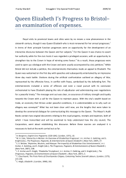 Queen Elizabeth I`s Progress to Bristol&ndash; an examination of expenses.