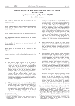 DIRECTIVE 2014/24/EU OF THE EUROPEAN PARLIAMENT AND