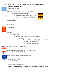 US HIST II &ndash; 26.1 The Cold War Vocabulary
