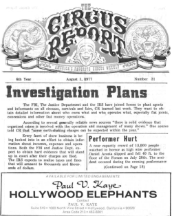 Circus Report, August 1, 1977, Vol. 6, No. 31