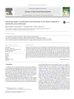 Antimony uptake, translocation and speciation in rice plants