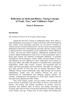 ORAL TRADITION 13.2 - Reflections on Myth and History: Tuareg