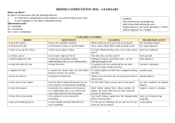 IDIOMS COMPETITION 2016 &ndash; GLOSSARY