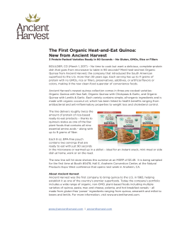 The First Organic Heat-and-Eat Quinoa: New from Ancient Harvest