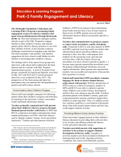 PreK&ndash;3 Family Engagement and Literacy