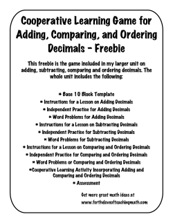 Cooperative Learning Game for Adding, Comparing, and Ordering