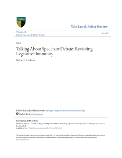 Talking About Speech or Debate: Revisiting Legislative Immunity
