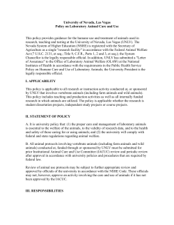 UNLV Laboratory Animal Care - University of Nevada, Las Vegas