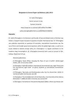 Dr Aoife O`Donoghue - Department of Defence