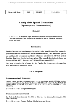 A study of the Spanish Cremastinae (Hymenoptera