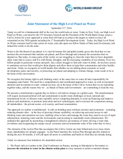 Joint Statement of the High Level Panel on Water