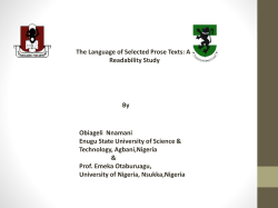 The Language of Selected Prose Texts for Secondary Schools in