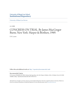 CONGRESS ON TRIAL. By James MacGregor Burns. New York