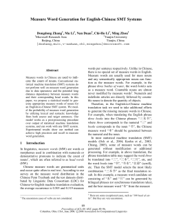 Measure Word Generation for English