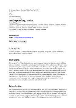 Anti-spoofing, Voice Without Abstract Synonyms Definition Introduction