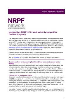 Immigration Bill 2015-16: local authority support for
